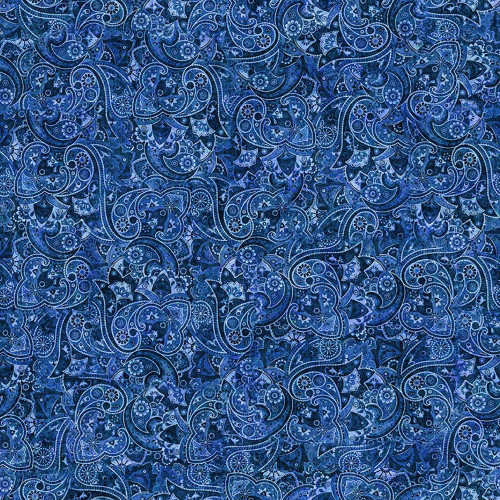 Quilting Treasures Fabrics Yippie Ki Yay! By Dan Morris Creative Denim Blue Bandana Paisley