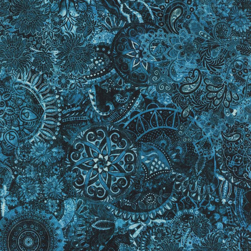 Quilting Treasures Fabrics Mystique by Dan Morris Lagoon Blue 108 Inch Wide Quilt Backing