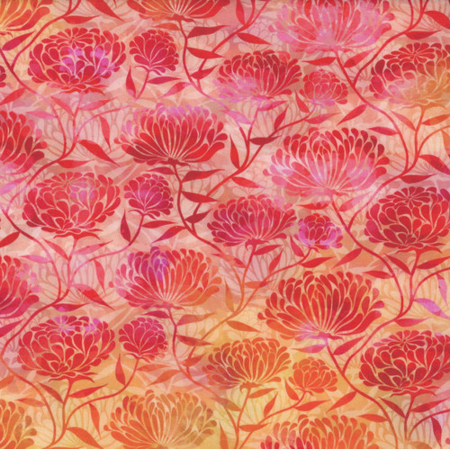 In The Beginning Fabrics Felicity by Jason Yenter Red Chrysanthemums