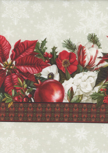 In The Beginning Fabrics Winter Enchantment by Jason Yenter Cream Poinsettia Floral Border