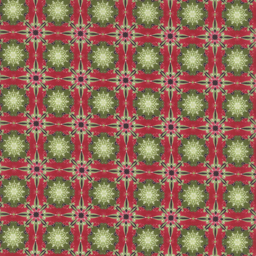 In The Beginning Fabrics Winter Enchantment by Jason Yenter Red Green Sparkle Snowflake Tile