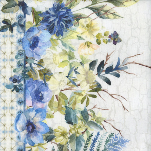 In The Beginning Fabrics Sanctuary by Jason Yenter Cream Floral Border