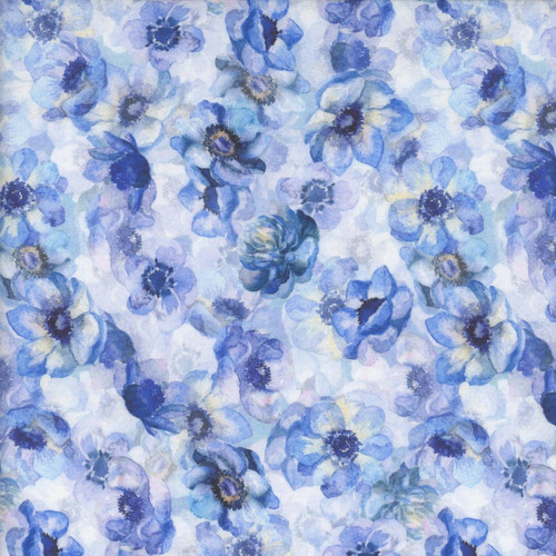 In The Beginning Fabrics Sanctuary by Jason Yenter Periwinkle Blue Wild Rose