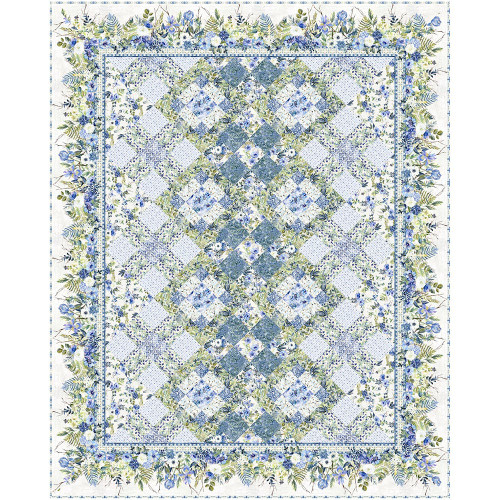 In The Beginning Fabrics Sanctuary by Jason Yenter Cream Floral Sanctuary Quilt Kit