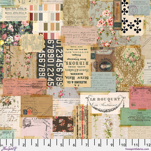 FreeSpirit Fabrics Palette Canvas by Tim Holtz Eclectic Elements Multi Ephemera Canvas Multi