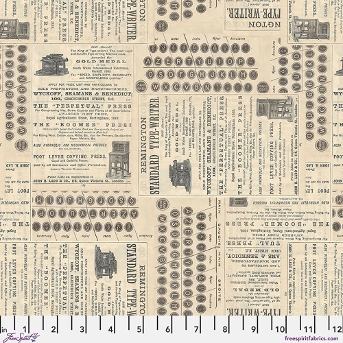 FreeSpirit Fabrics Palette Canvas by Tim Holtz Eclectic Elements Neutral Typewriter Canvas Neutral