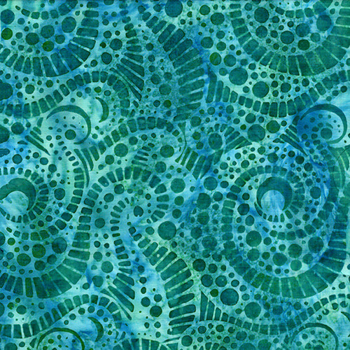 Lumin Fabrics Island Batik Fossil Finesse Kathy Engle Moonstone Teal Parakeet