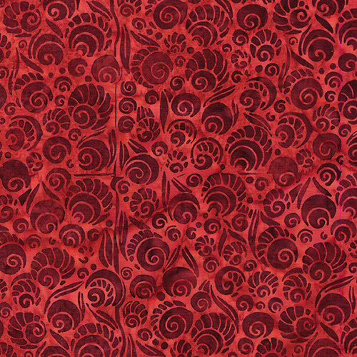 Lumin Fabrics Island Batik Garden Glory Claudia Pfeil Shell Cluster Red Paprika