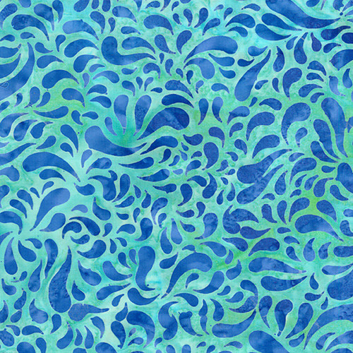 Lumin Fabrics Island Batik Aurora Deb Tucker Teardrops Teal Parakeet
