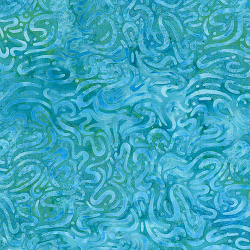 Lumin Fabrics Island Batik Aurora Deb Tucker Dots and Doodles Teal Parakeet