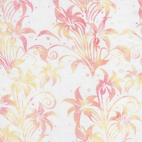 Lumin Fabrics Island Batik Quiet Charm Jerry Khiev Lily Florals Neutral Linen