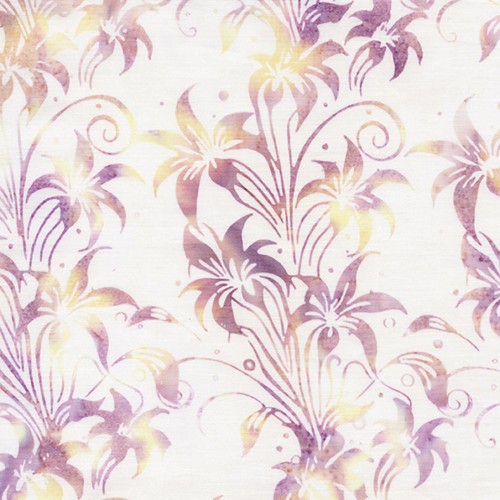 Lumin Fabrics Island Batik Quiet Charm Jerry Khiev Lily Florals Neutral Porcelain