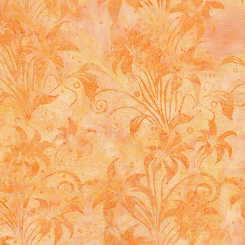 Lumin Fabrics Island Batik Colorburst Jerry Khiev Lily Florals Orange Cantaloupe