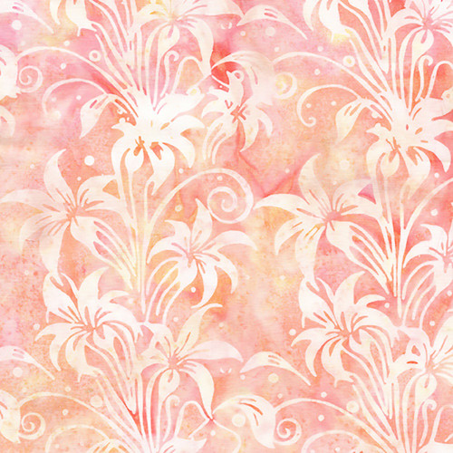 Lumin Fabrics Island Batik Everlasting Jerry Khiev Lily Florals Red Shell