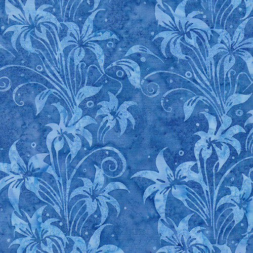 Lumin Fabrics Island Batik Colorburst Jerry Khiev Lily Florals Blue Powder Blue