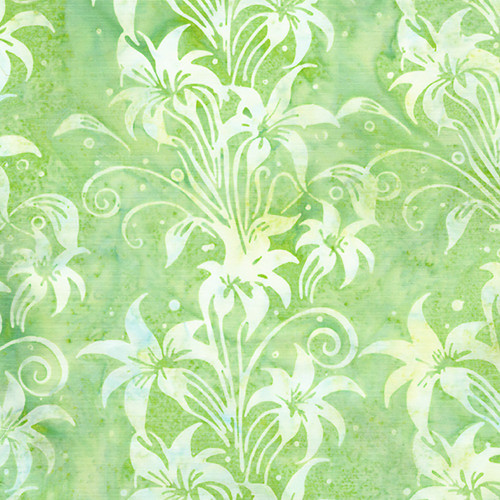 Lumin Fabrics Island Batik Everlasting Jerry Khiev Lily Florals Green Honeydew