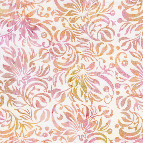 Lumin Fabrics Island Batik Quiet Charm Jerry Khiev Square Floral Neutral Ghost