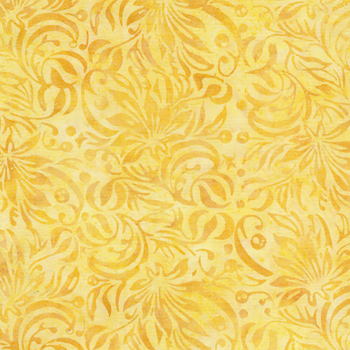 Lumin Fabrics Island Batik Colorburst Jerry Khiev Square Floral Yellow Sunny