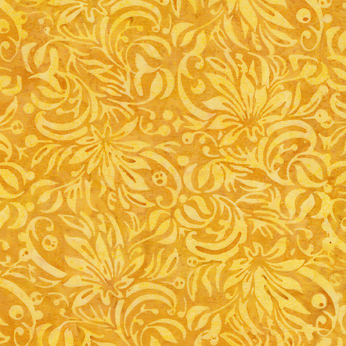 Lumin Fabrics Island Batik Colorburst Jerry Khiev Square Floral Yellow Lemonade