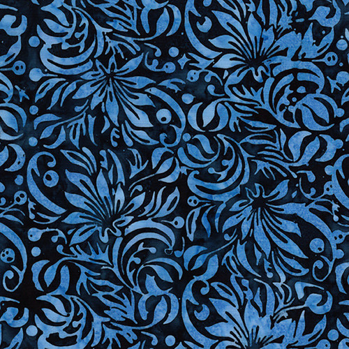 Lumin Fabrics Island Batik Colorburst Jerry Khiev Square Floral Blue Ocean