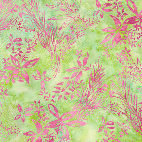 Lumin Fabrics Island Batik Everlasting Jerry Khiev Wildflowers Multi Pink Green