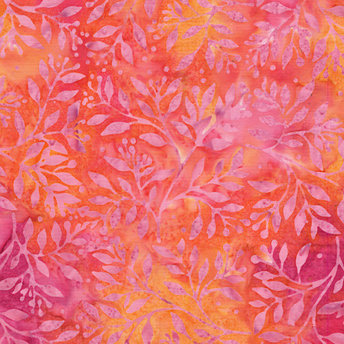 Lumin Fabrics Island Batik Berry Crush Jerry Khiev Sprigs Berries Multi Pink Orange Sunset