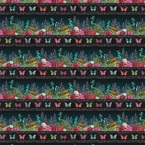 Lumin Fabrics White Owl Wild Garden Nicole Tamarin Repeating Stripe Multi