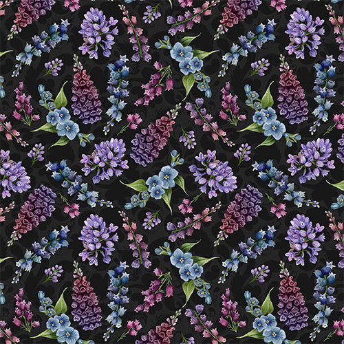 Lumin Fabrics White Owl Wild Garden Nicole Tamarin Small Floral Black
