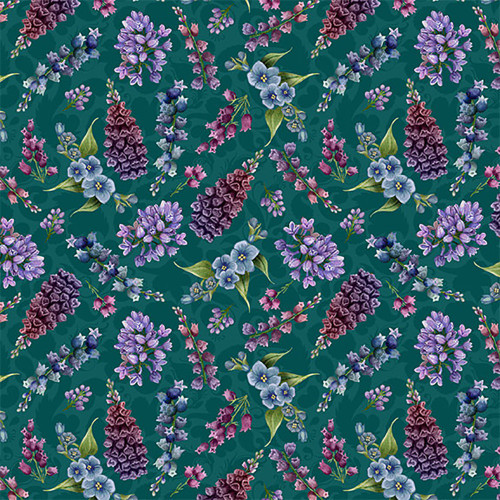Lumin Fabrics White Owl Wild Garden Nicole Tamarin Small Floral Teal