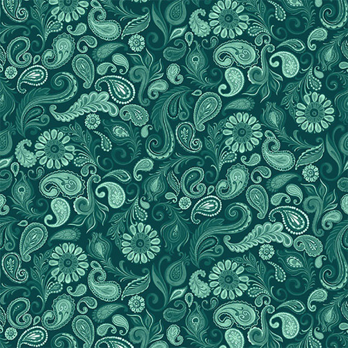 Lumin Fabrics White Owl Wild Garden Nicole Tamarin Paisley Teal