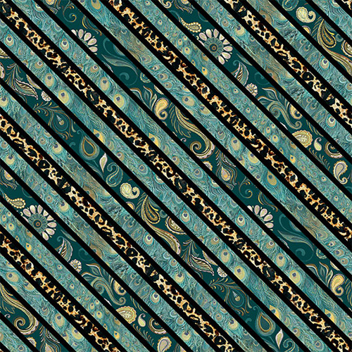 Lumin Fabrics White Owl Wild Garden Nicole Tamarin Diagonal Stripe Teal
