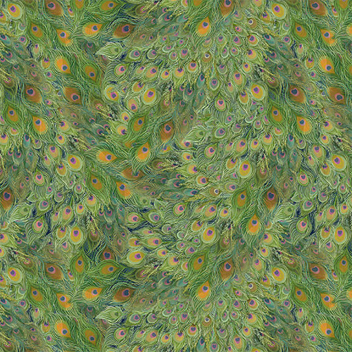 Lumin Fabrics White Owl Wild Garden Nicole Tamarin Feathers Green