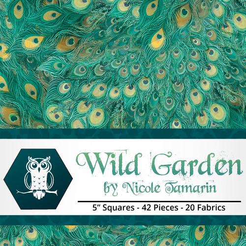 Lumin Fabrics White Owl Wild Garden Nicole Tamarin Stamps Charm Pack Five Inch Squares