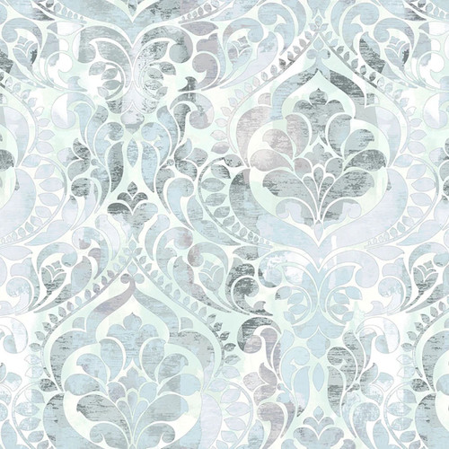 Studio E Fabrics You Damask! 118 Inch wide Quilt Backing by Chelsea DesignWorks Ice Grey Damask