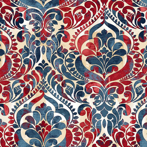 Studio E Fabrics You Damask! 118 Inch wide Quilt Backing by Chelsea DesignWorks Patriotic Damask