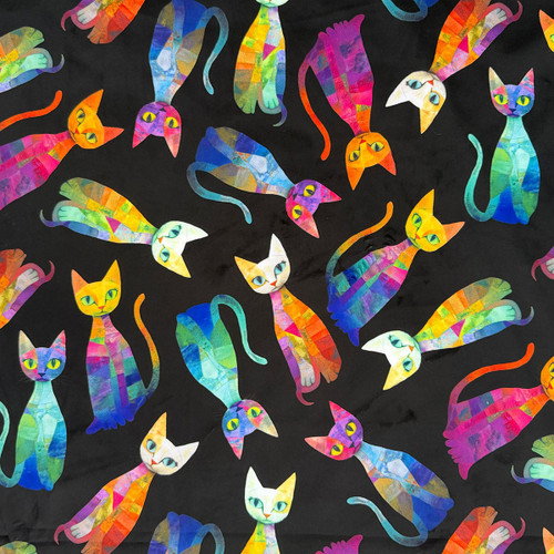 Timeless Treasures Fabrics Softie Minky Fleece Black Quilt Cats