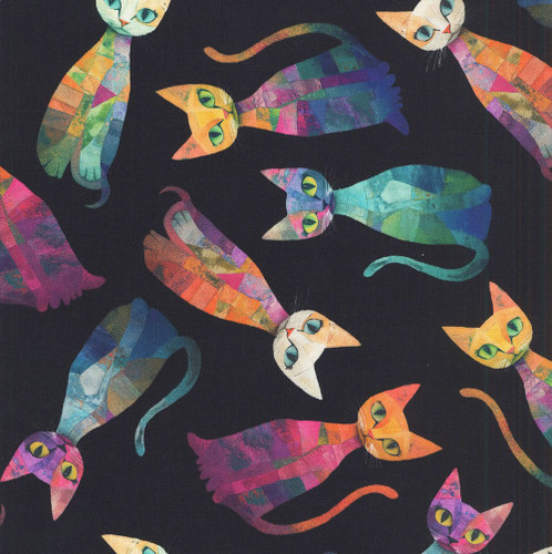 Timeless Treasures Fabrics Sophisticat Cats Tossed Quilt Cats Black