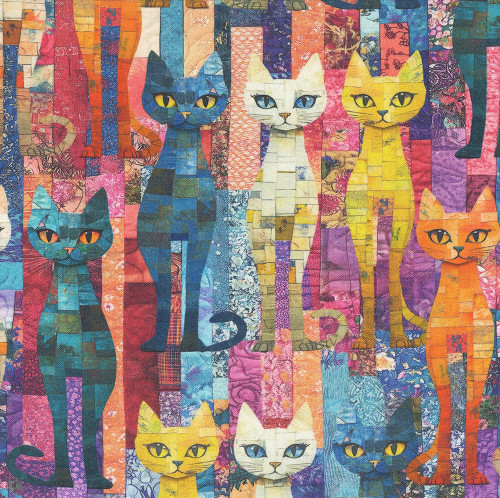 Timeless Treasures Fabrics Sophisticat Cats Packed Quilt Cats Multi