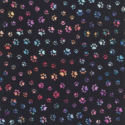 Timeless Treasures Fabrics Sophisticat Cats Paw Prints Black