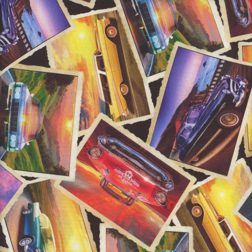 Timeless Treasures Fabrics Michael Novelty Classic Cars on Sunset Strip