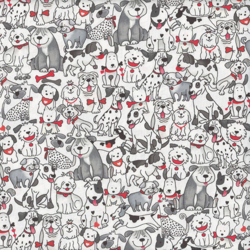 Timeless Treasures Fabrics Pet Novelty White Smiling Dogs