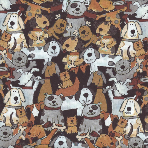 Timeless Treasures Fabrics Pet Novelty Brown Packed Dogs