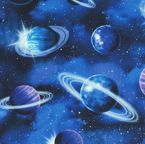 Timeless Treasures Fabrics Space Novelty Navy Blue Tossed Planets