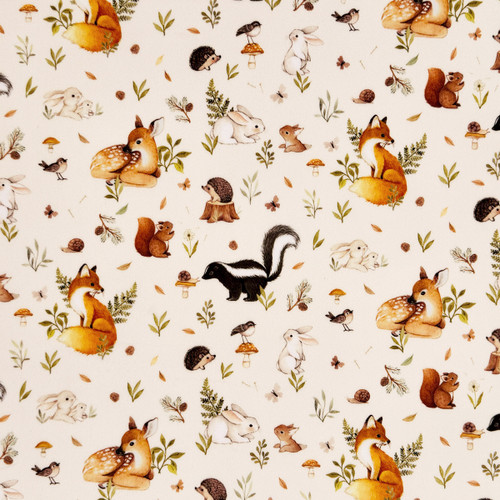 Dear Stella Fabrics Cream Friends Deer Rabbit Birds Hedghog Squirrel Softie Minky Fleece