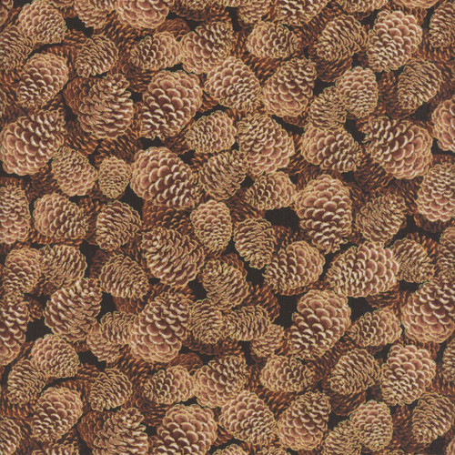 Timeless Treasures Fabrics Autumn Leaves Pine Cones Brown