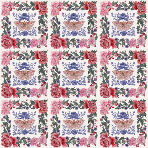 Free Spirit Fabrics Nocturnal Creatures Maria Matos Silk Moth Floral Squares