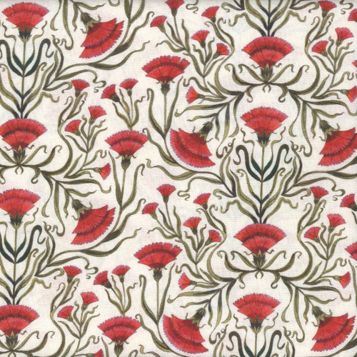 Free Spirit Fabrics Nocturnal Creatures Maria Matos White William Morris Carnations
