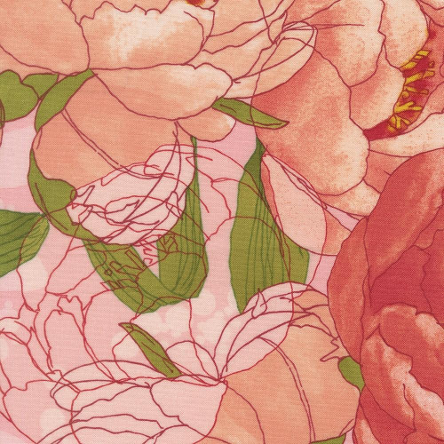 Moda Fabrics Darling Peony Robin Pickens Watercolor Peonies Pink Cotton Candy