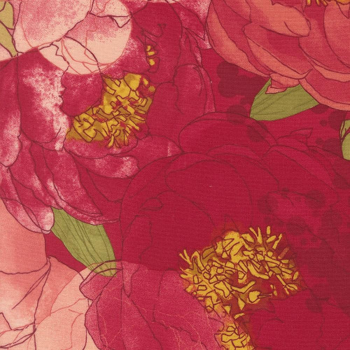 Moda Fabrics Darling Peony Robin Pickens Watercolor Peonies Red Lipstick