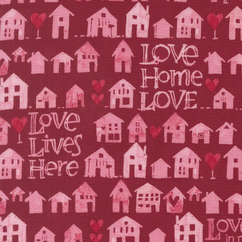 Moda Fabrics Darling Peony Robin Pickens Little House of Love Red Cranberry
